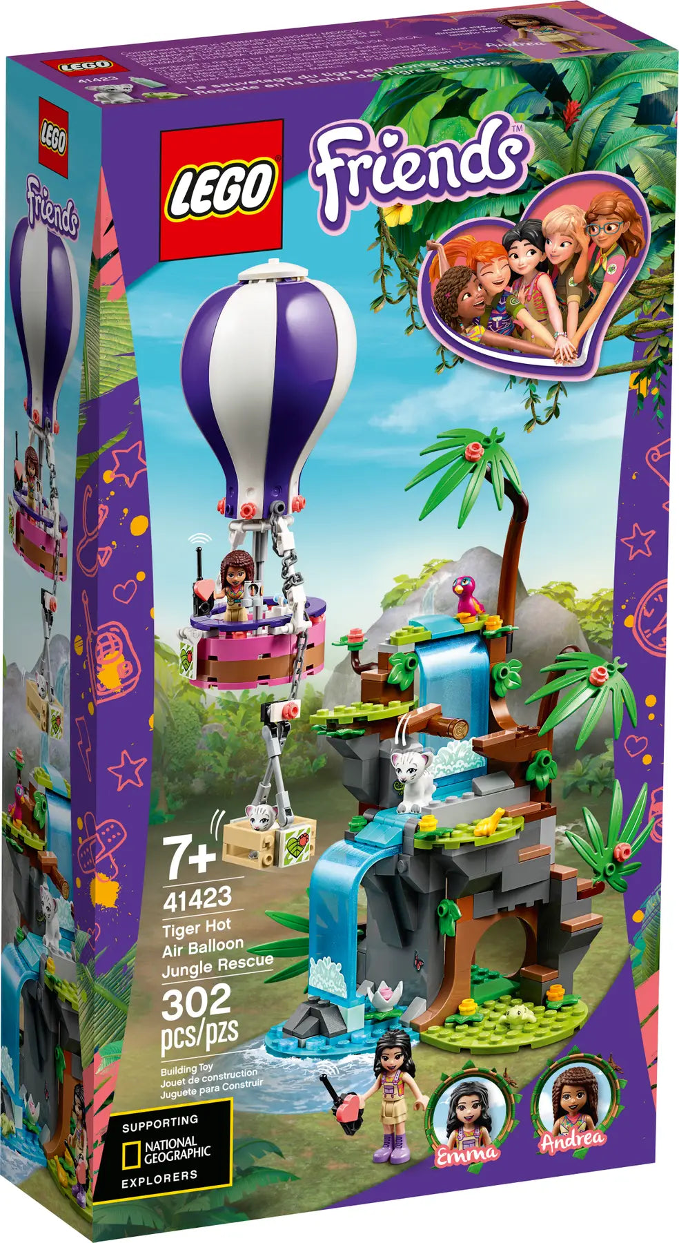 LEGO Friends 41423 Tiger Hot Air Balloon Jungle Rescue