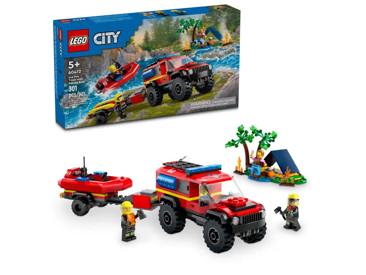 LEGO City 60412 4×4 Fire Engine with Rescue Boat