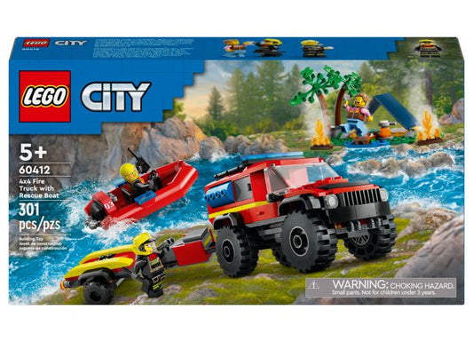 LEGO City 60412 4×4 Fire Engine with Rescue Boat
