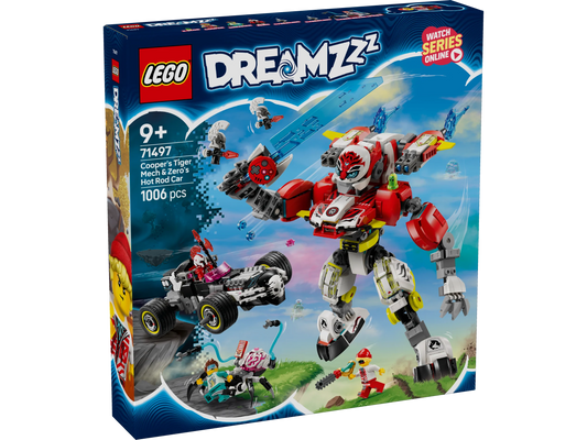 LEGO DREAMZzz 71497 Cooper's Tiger Mech & Zero's Hot Rod Car